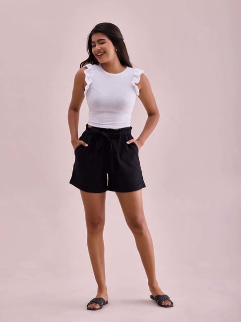 Go Colors! Black Plain Shorts