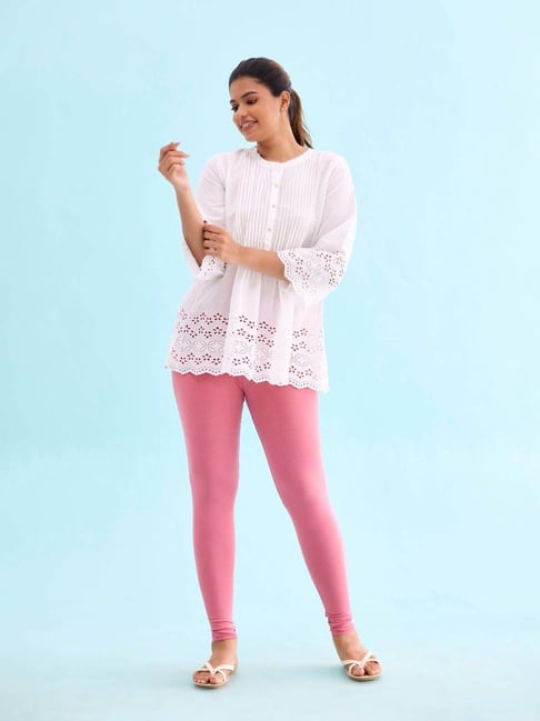 Go Colors! Blush Pink Plain Leggings-picture-14