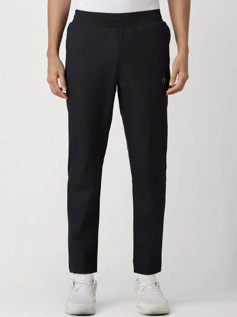 Van Heusen Flex Grey Slim Fit Self Pattern Trackpants