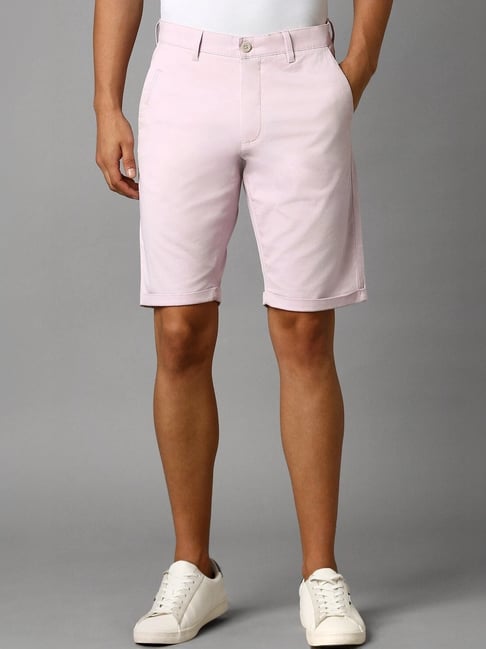 Louis Philippe Sport Pink Cotton Slim Fit Shorts-picture-27