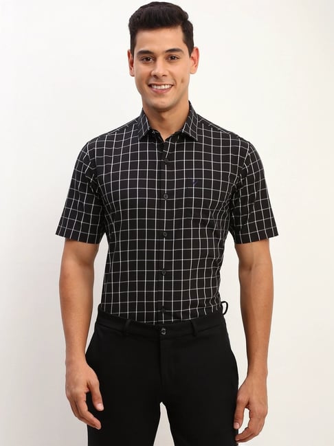 Allen Solly Navy Cotton Slim Fit Printed Shirt-picture-46