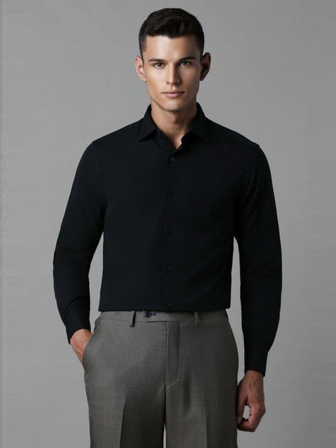 Louis Philippe Black Cotton Regular Fit Shirt-picture-21