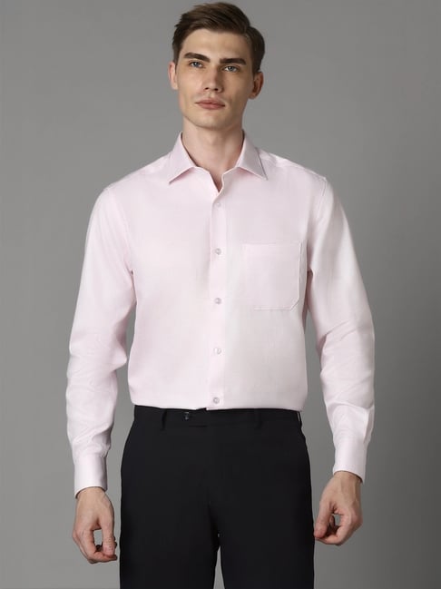 Louis Philippe Pink Cotton Regular Fit Texture Shirt-picture-15