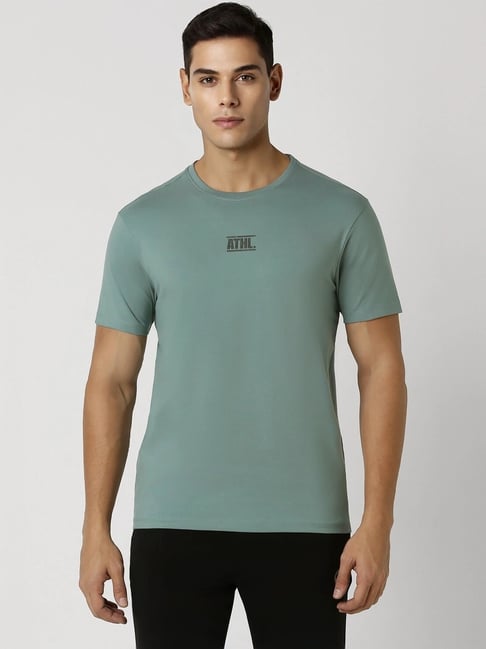 Van Heusen Flex Green Cotton Slim Fit T-Shirt