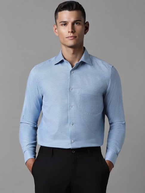 Louis Philippe Blue Cotton Regular Fit Printed Shirt-picture-23