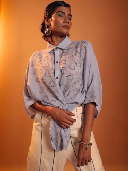 Quirky Bae Periwrinkle Blue Printed Shirt-picture-11