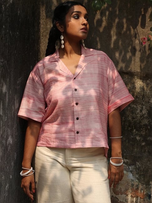 quirkybae Quirky Bae Pink Cotton Striped Shirt-picture-35