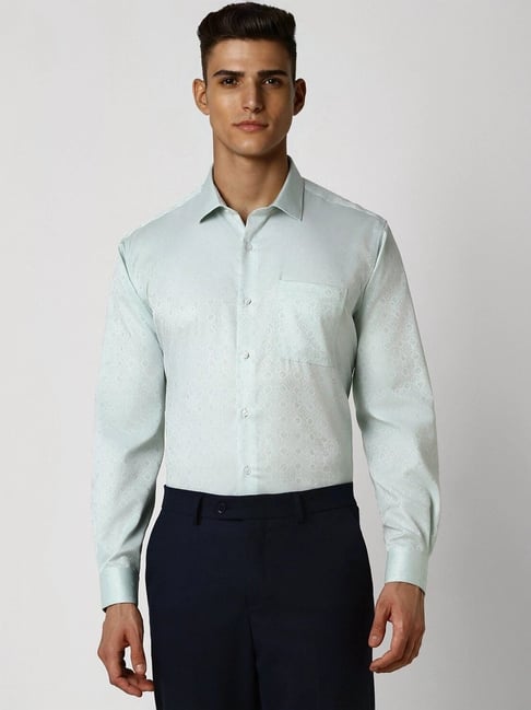 Van Heusen Blue Cotton Regular Fit Printed Shirt-picture-14