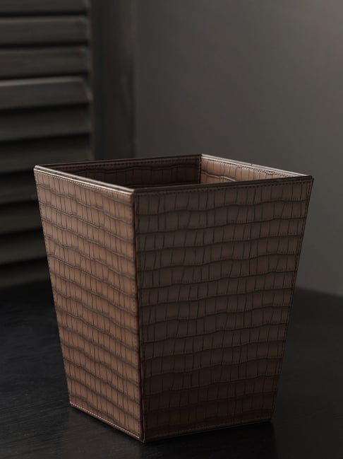 Pure Home and Living Brown
 Leather Paper Bin