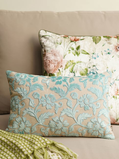 Pure Home and Living Blue Cotton Appliqued Cushion Cover-picture-30