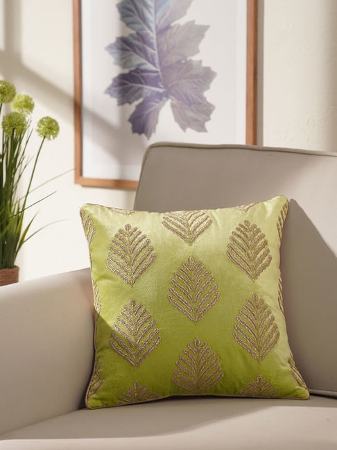 Pure Home and Living Green Cotton Embroidery Cushion Cover-picture-39