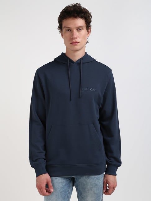 Calvin Klein Jeans Navy Cotton Regular Fit Hooded Sweatshirt-picture-19