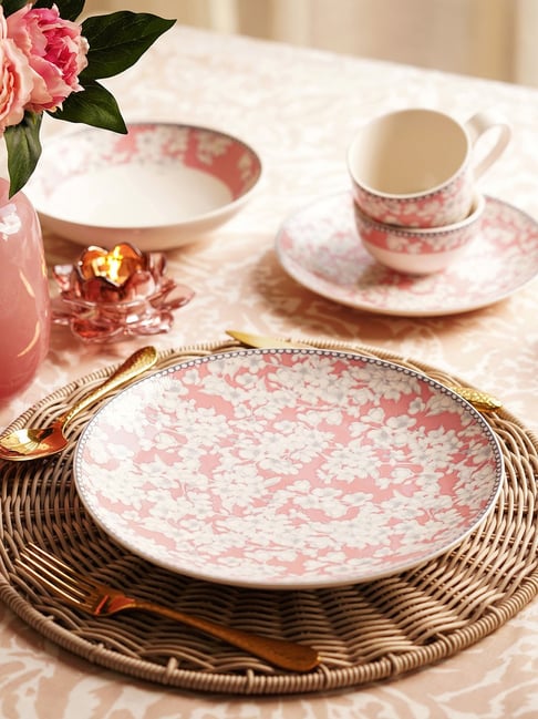 Pink Ceramic Dinnerware Pink Dishware Set Marble Rose 32 Pieces