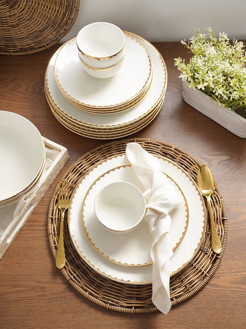 White Dinner Plates And Bowls Set Vancasso VEWEET Annie 24-Piece