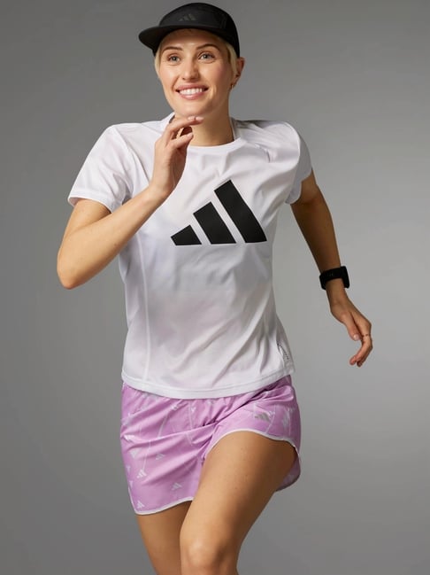 adidas White Logo Print Sports T-Shirt