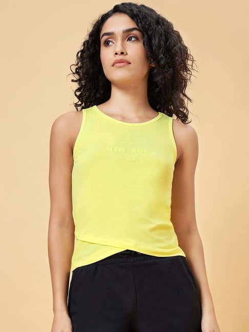 Ajile by Pantaloons Yellow Cotton Printed Tank Top-picture-189