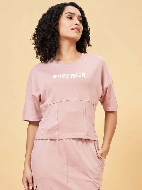 Ajile by Pantaloons Pink Cotton Printed T-Shirt-picture-120