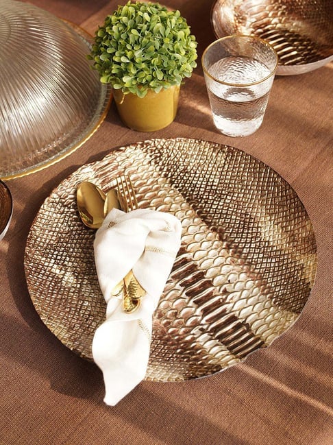 Pure Home and Living Brown Glass Croc Textured Charger Plate-picture-24