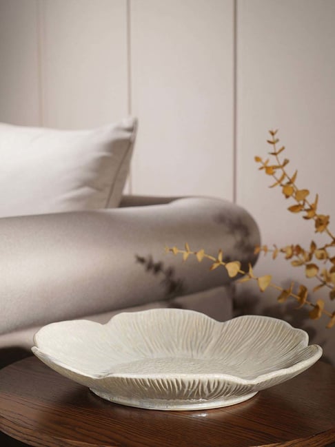 Buy Pure Home and Living White Ceramic Floral Glazed Large Platter