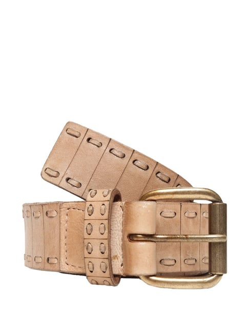Art N Vintage Beige Leather Waist Belt For Men-picture-38