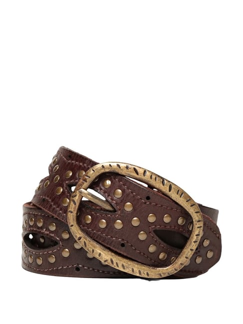 Art N Vintage Dark Brown Leather Waist Belt For Women