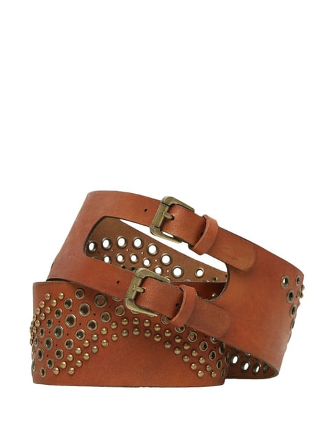 Art N Vintage Tan Leather Waist Belt For Women