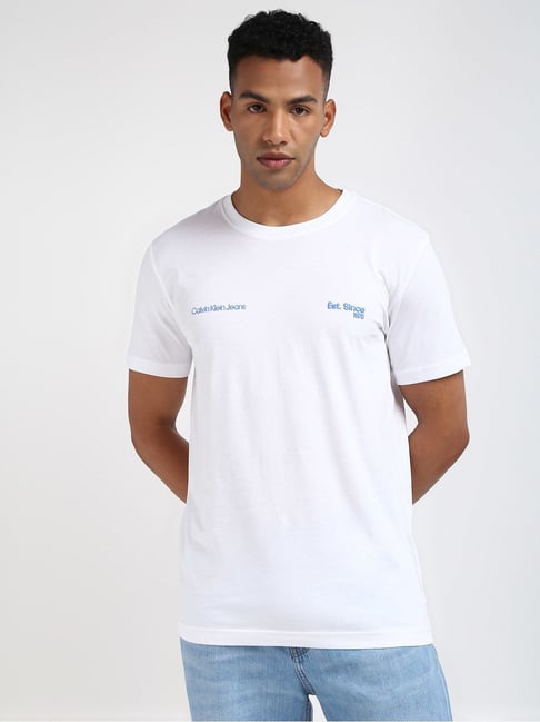 Buy Calvin Klein White Regular Fit T-Shirt for Mens Online Tata CLiQ