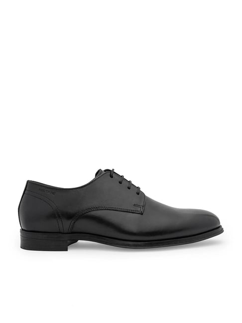 Red fashion tape black derby formal shoes