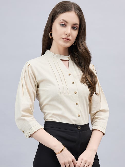 Style Quotient Beige Regular Fit Formal Shirt
