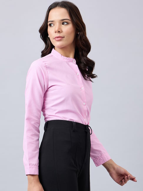 Style Quotient Pink Striped Formal Shirt