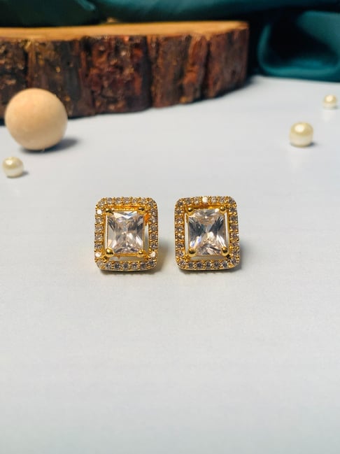 Abdesigns Gold-Plated American Diamond Stud Earrings-picture-29