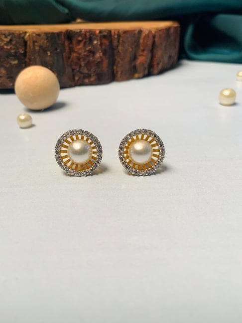 Abdesigns Gold-Plated American Diamond Stud Earrings-picture-30