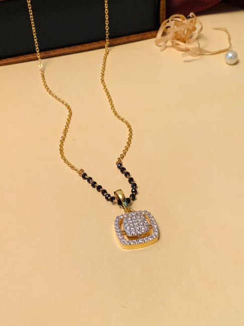 Abdesigns Gold-Plated American Diamond & Black Beaded Mangalsutra-picture-37