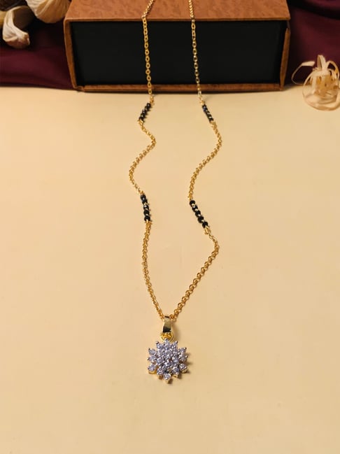 Abdesigns Gold-Plated American Diamond & Black Beaded Mangalsutra-picture-39