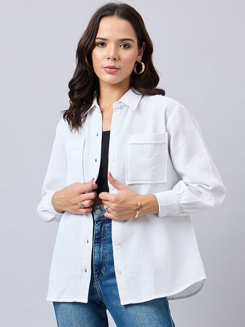 Style Quotient White Relaxed Fit Oversized Shirt-picture-36