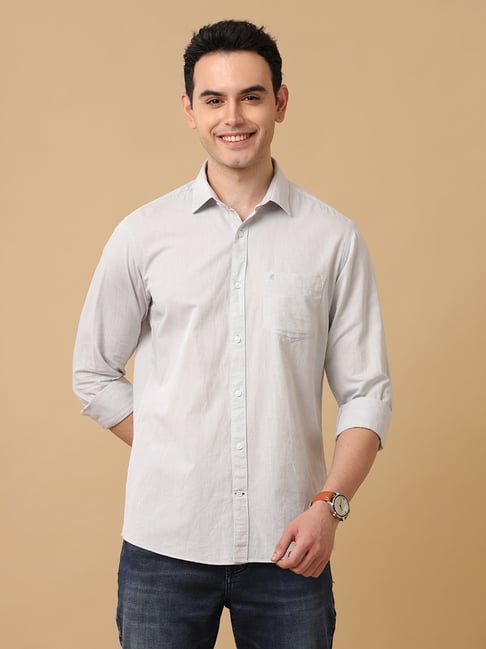 CAVALLO by Linen Club Grey Contemporary Fit Shirt