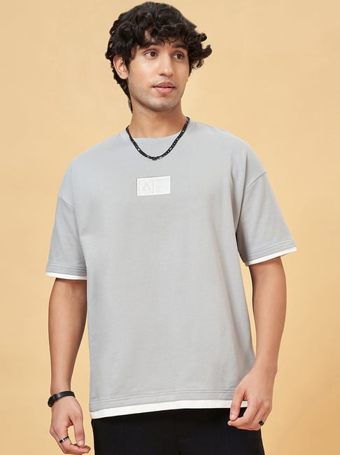 Street 808 By Pantaloons Steel Gray Cotton Regular Fit T-Shirt-picture-15