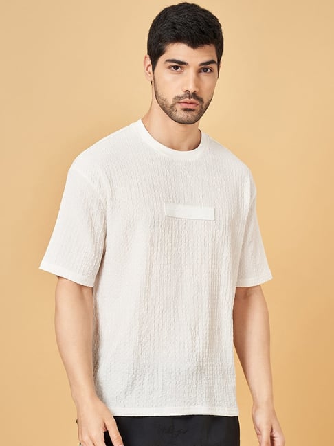 Street 808 By Pantaloons Lime Cream Boxy Fit Texture T-Shirt-image-35