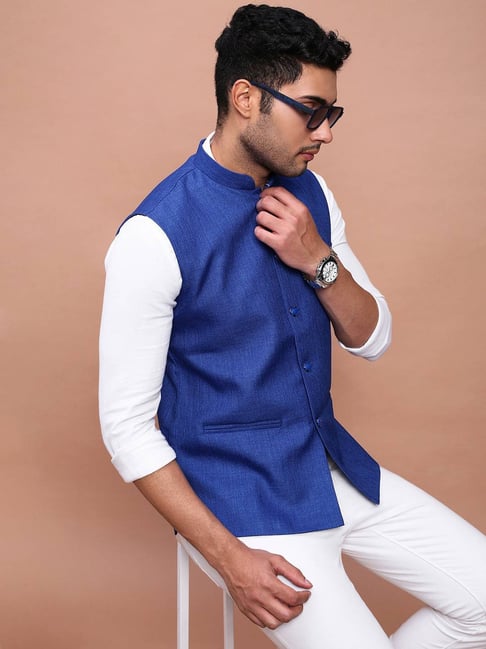 blue nehru coat