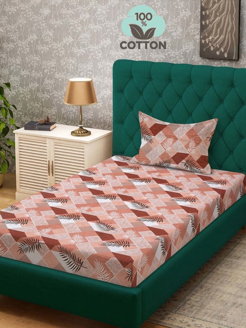 Klotthe Rust 400 TC Cotton Single Bedsheet with Pillow Cover-picture-36