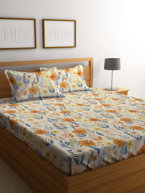 Klotthe Multicolor 300 TC Polycotton Double Bedsheet with 2 Pillow Covers-picture-12