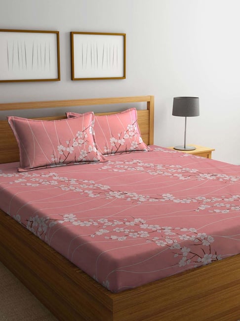 Klotthe Pink 400 TC Cotton Double Bedsheet with 2 Pillow Covers-picture-22