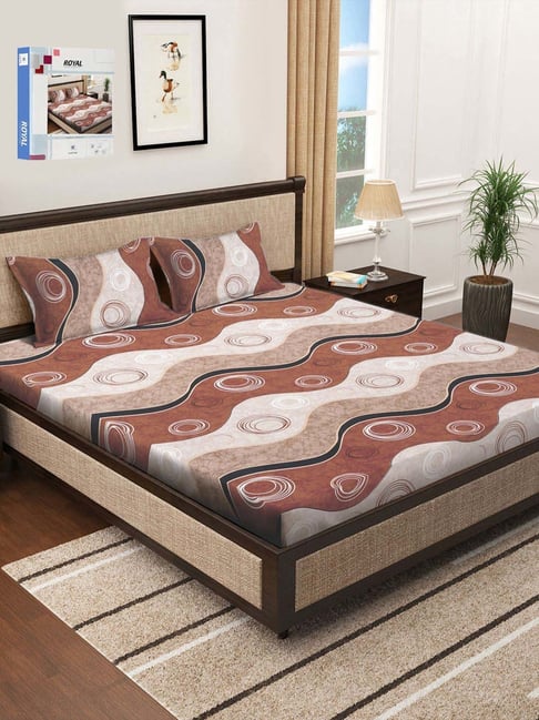 Klotthe Multicolor 300 TC Polycotton Double Book Fold Bedsheet with 2 Pillow Covers-picture-48