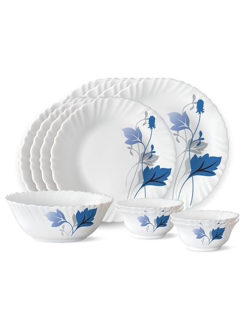Buy Larah by Borosil Ageria White Opalware 13 Pieces Dinner Set at