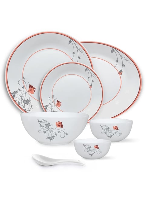 Buy Larah by Borosil Kohinoor Grey Opalware 44 Pieces Dinner Set