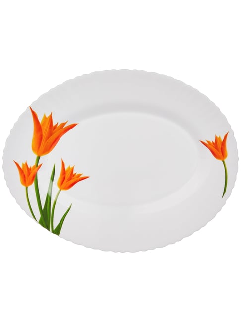Buy Larah by Borosil Firefly Fluted White Opalware 21 Pieces