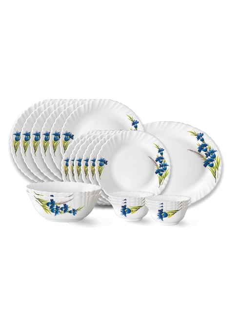 Buy Larah by Borosil Nina Fluted White Opalware 21 Pieces Dinner
