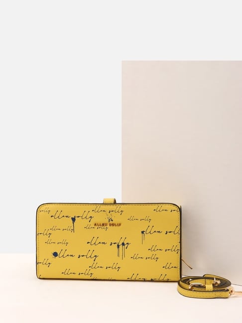 Allen Solly Yellow Printed Tri-Fold Wallet for women