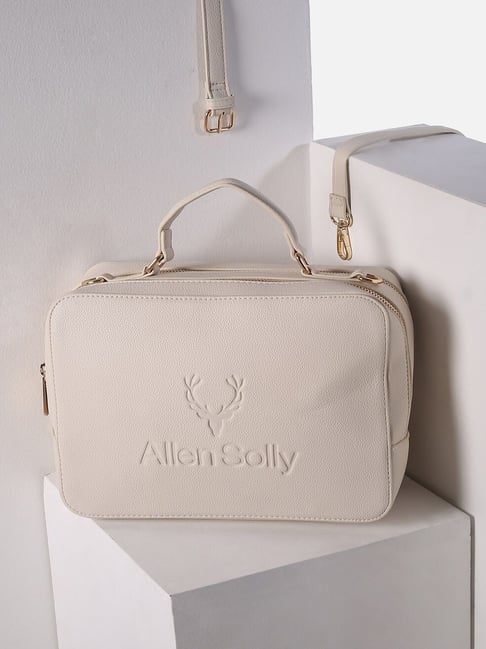 Allen Solly Beige Logo Medium Sling Handbag