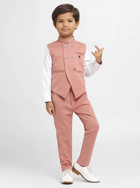 Buy Kids Island Boys Peach Solid Suit Set for Boys Clothing Online